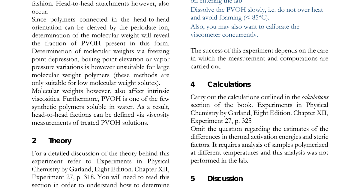 Experiment 06.  Intrinsic Viscosity